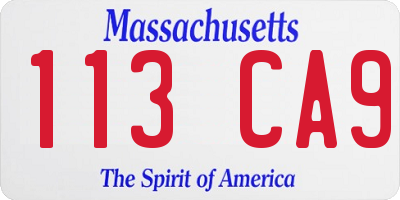 MA license plate 113CA9