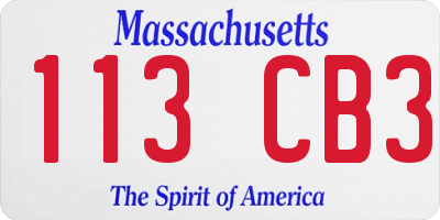 MA license plate 113CB3