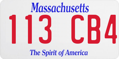 MA license plate 113CB4