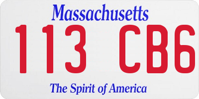 MA license plate 113CB6