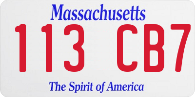 MA license plate 113CB7