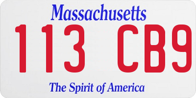 MA license plate 113CB9
