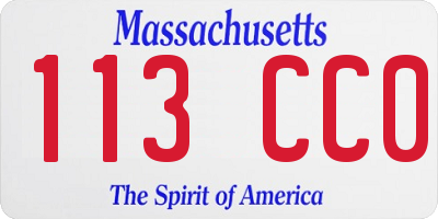 MA license plate 113CC0