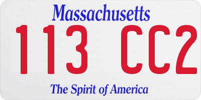 MA license plate 113CC2