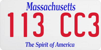 MA license plate 113CC3