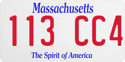 MA license plate 113CC4
