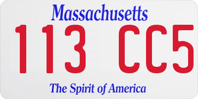 MA license plate 113CC5