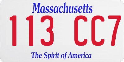 MA license plate 113CC7