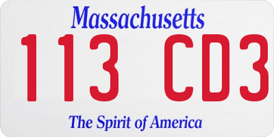 MA license plate 113CD3