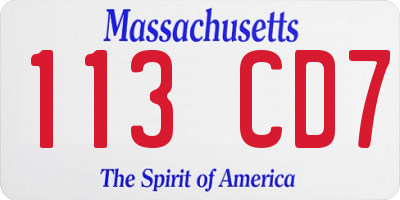 MA license plate 113CD7