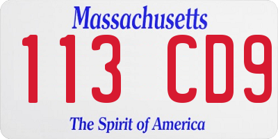 MA license plate 113CD9