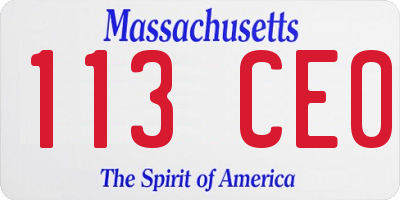 MA license plate 113CE0