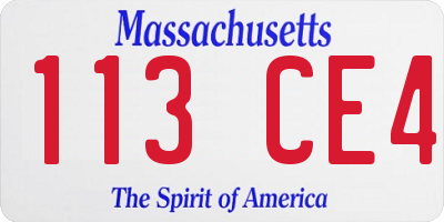 MA license plate 113CE4