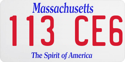 MA license plate 113CE6