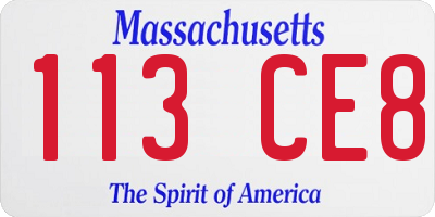 MA license plate 113CE8