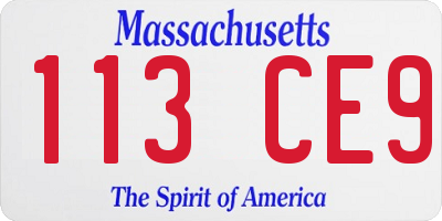 MA license plate 113CE9