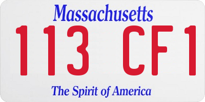 MA license plate 113CF1