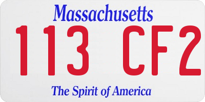 MA license plate 113CF2