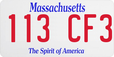 MA license plate 113CF3