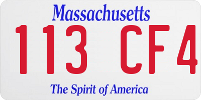 MA license plate 113CF4