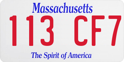 MA license plate 113CF7
