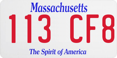 MA license plate 113CF8
