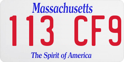 MA license plate 113CF9