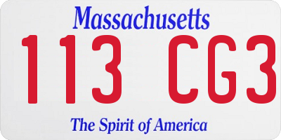 MA license plate 113CG3