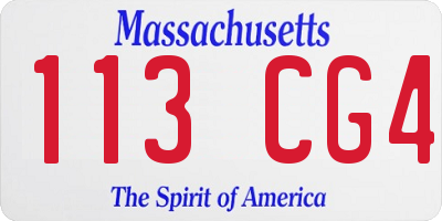 MA license plate 113CG4