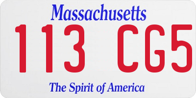 MA license plate 113CG5