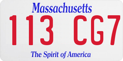 MA license plate 113CG7