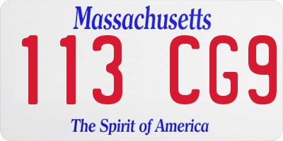 MA license plate 113CG9