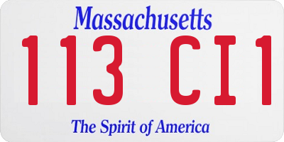 MA license plate 113CI1