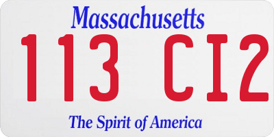 MA license plate 113CI2