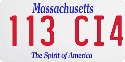 MA license plate 113CI4