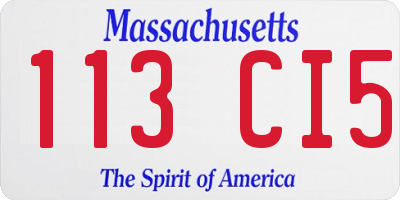 MA license plate 113CI5