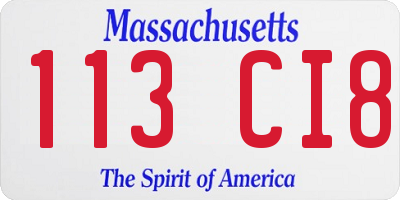 MA license plate 113CI8