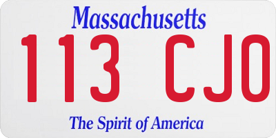 MA license plate 113CJ0