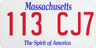 MA license plate 113CJ7