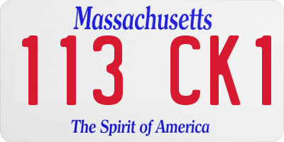 MA license plate 113CK1