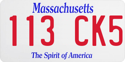 MA license plate 113CK5