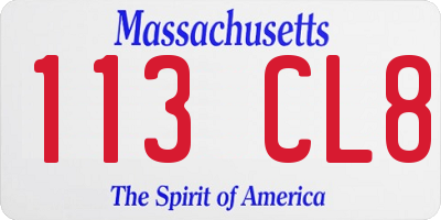 MA license plate 113CL8