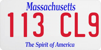 MA license plate 113CL9