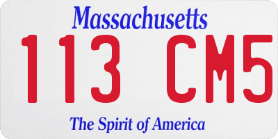 MA license plate 113CM5