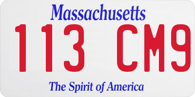 MA license plate 113CM9