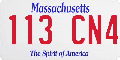 MA license plate 113CN4