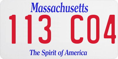 MA license plate 113CO4