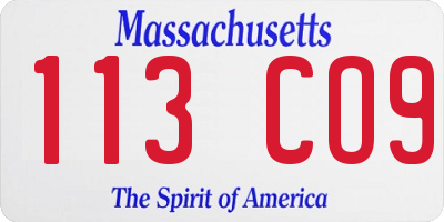 MA license plate 113CO9