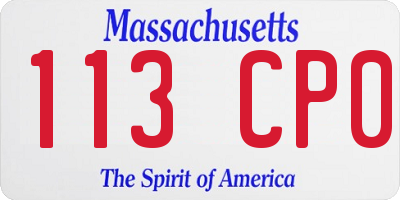 MA license plate 113CP0