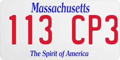 MA license plate 113CP3